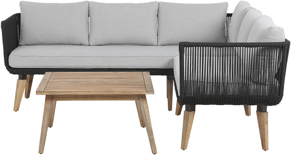 Beliani 'ALCAMO' Ecksofa Lounge Set, Akazienholz Schwarz