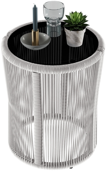 STEELSØN 'Nair' Gartentisch, hellgrau, wetterfest, Tischplatte Ø35 cm, Balkontisch mit kratzfester Glasplatte Bild 8