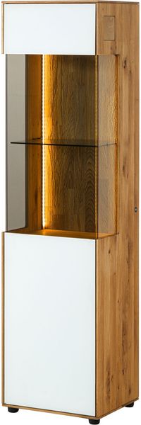 Vitrine Wildeiche 45x38x168 natur geölt / Glas weiß WIEN #130