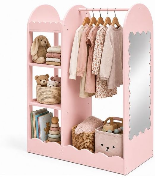 Relaxdays Kleiderständer für Kinder mit Spiegel