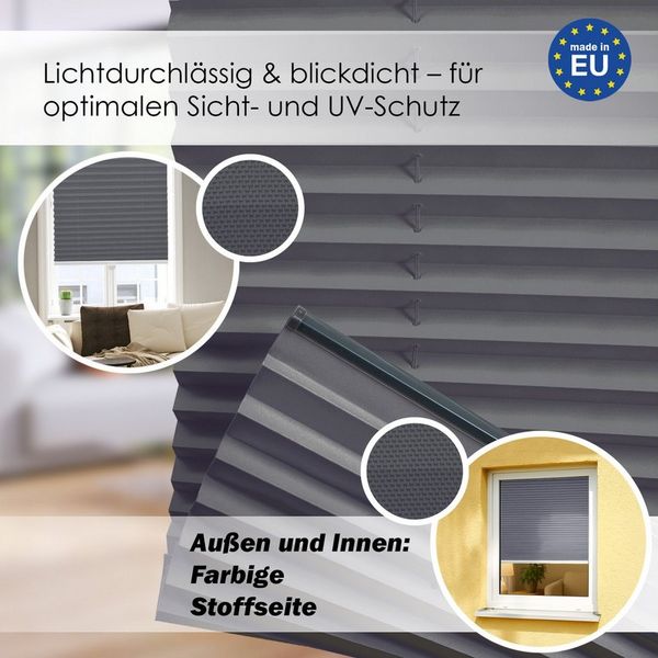 DomDeco Plissee Premium Plissee ohne Bohren, Sichtschutz, lichtdurchlässig, blickdicht, Klemmfix, Klemmfix, UV-beständig, modernes Design, stufenlos