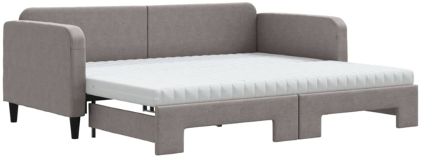 vidaXL Tagesbett Ausziehbar mit Matratzen Taupe 90x200 cm Stoff 3196837