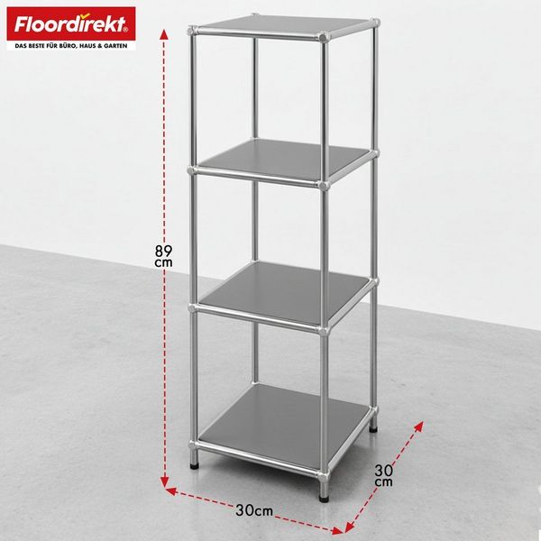 Floordirekt Standregal Concept Epure MK-005 Metallregal, B30 × T30 × H89 cm, diverse Farben, modular, Design Regal mit offenen Ablagen, verchromtes Metallgestell, zeitlos