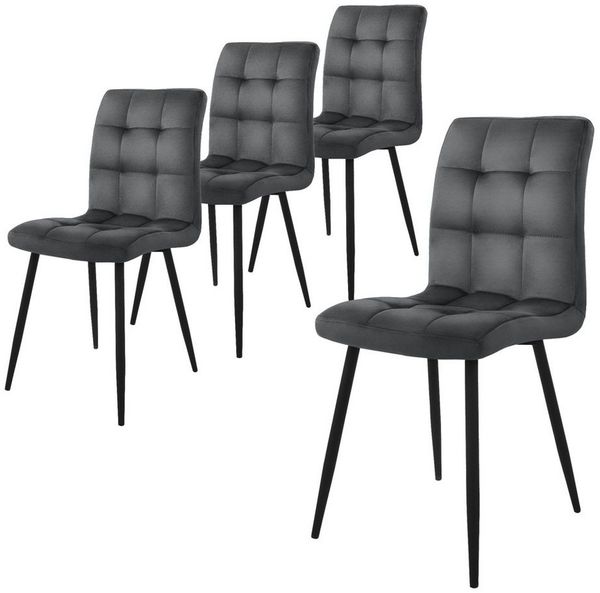 ML-DESIGN Stuhl Esszimmerstuhl mit Rückenlehne Polsterstuhl mit Metallbeine (4 St), Ergonomischer Stuhl Anthrazit Samtbezug Wohnzimmerstuhl Küchenstuhl