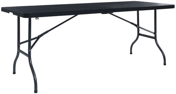 vidaXL Gartentisch Klappbar Schwarz 180×75×72 cm HDPE Rattan-Optik 48831