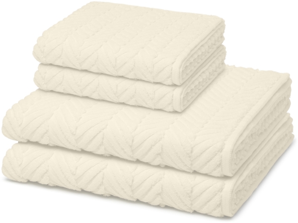 Ross Sensual Skin Zopf 4 tlg. Frottier-Set - 2 X Handtuch (50 X 100cm), 2 X Duschtuch (75 X 140cm) - 500 g/m2 - Champagner