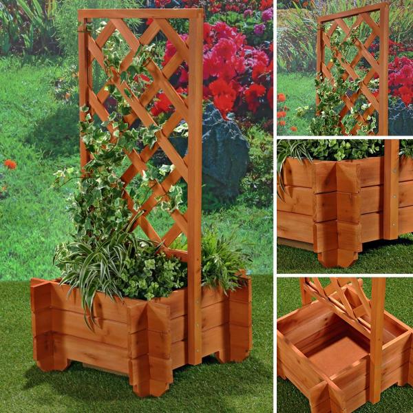 2x Rosenbogen + Pflanzkübel Pergola Spalier Blumenkübel Rankhilfe Torbogen Holz