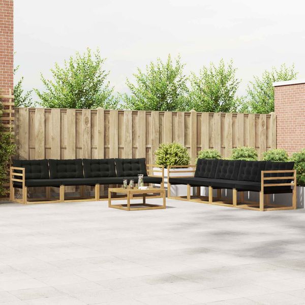 vidaXL Outdoor-Sofagarnitur 9 pcs Weiß und Schwarz 79 x 79 x 37 cm 3388530