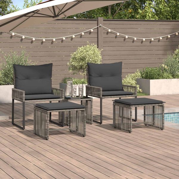 vidaXL Gartenmöbel Set 11 pcs Grau und Dunkelgrau Poly-Rattan 42025153