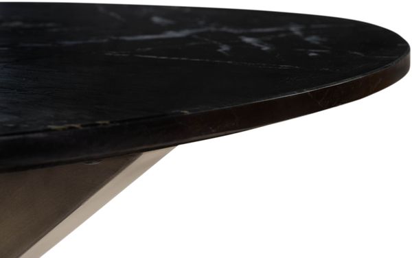 Esstisch rund ⌀ 137 cm Marmor schwarz / Kreuzgestell Eisen Antik Grau BARCELONA #407 Bild 3
