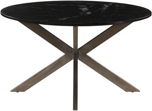 Esstisch rund ⌀ 137 cm Marmor schwarz / Kreuzgestell Eisen Antik Grau BARCELONA #407 Bild 7