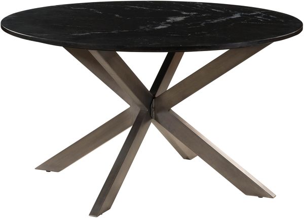 Esstisch rund ⌀ 137 cm Marmor schwarz / Kreuzgestell Eisen Antik Grau BARCELONA #407