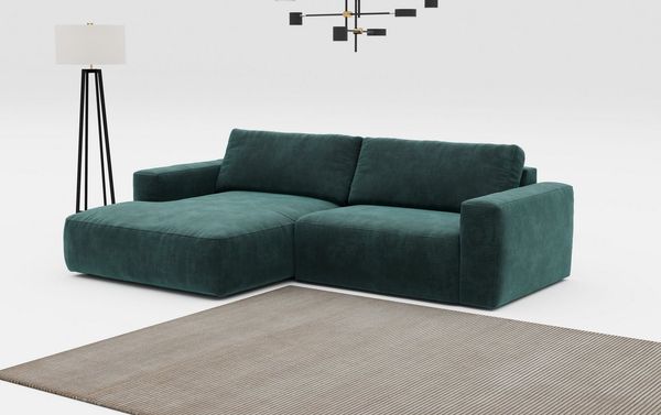 COTTA Ecksofa Lasso L-Form, XL-Sofa, mit breiter Recamiere im trendigen Cord oder angenehmen Strukturstoff
