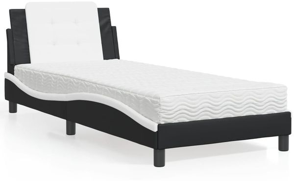 vidaXL Bettgestell ohne Matratze "Zadar" Schwarz und Weiß 90x190 cm Kunstleder 3208836