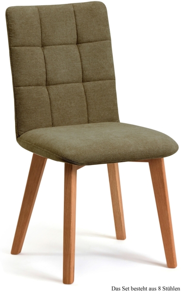 Esszimmerstuhl (8er-Set) Dareen 47x91x60 Eiche geölt/Olivgrün