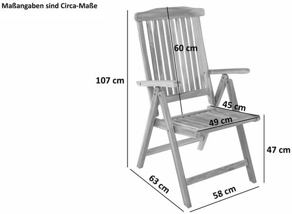 SAM® Gartenstuhl Aruba1, Teakholz massiv, verstellbarer Hochlehner, natürliche Holzmaserung