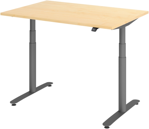 bümö elektrisch höhenverstellbarer Schreibtisch 120x80 cm mit Memory, Bluetooth & App-Steuerung - Schreibtisch höhenverstellbar elektrisch , elektrischer Schreibtisch Ahorn, Gestell graphit, XDLR-12-3-G