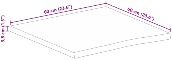 vidaXL Tischplatte mit Baumkante 60x60x3,8 cm Massivholz Mango 370594 Bild 8