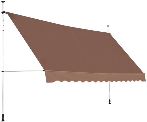 Klemmmarkise 400 cm breit Balkonmarkise ohne Bohren UV-beständig höhenverstellbar Braun