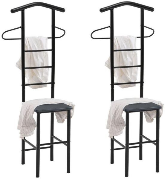 CARO-Möbel Herrendiener JIVO, Stummer Diener 2er Set mit Hosenbügel Kleiderablage schwarz