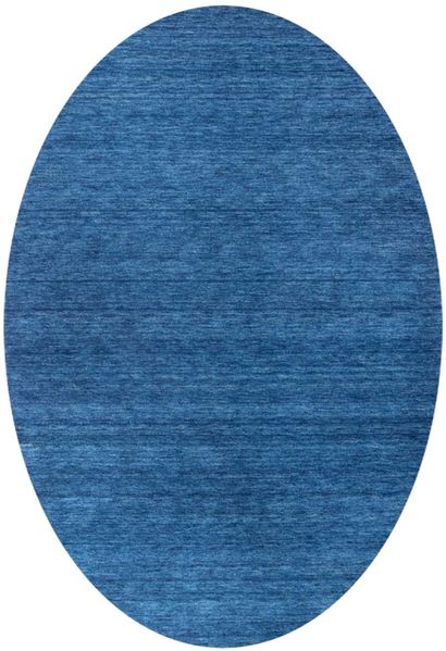 Gabbeh Teppich - Softy - Uni 230 x 150 cm - blau - oval