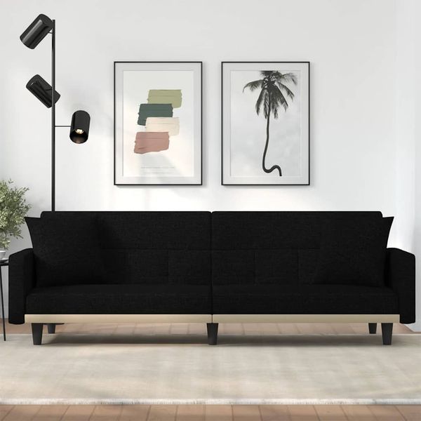 vidaXL Schlafsofa mit Kissen Schwarz Stoff 351877
