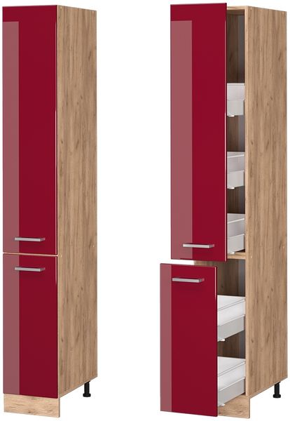 Vicco Küchenschrank Küchenzeile R-Line, Bordeaux Hochglanz, Apothekerhochschrank 30 cm Bild 5