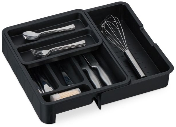 Ausziehbarer Besteckkasten in Schwarz 10039598