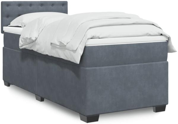 vidaXL Boxspringbett mit Matratze Dunkelgrau 90x190 cm Samt 3286187