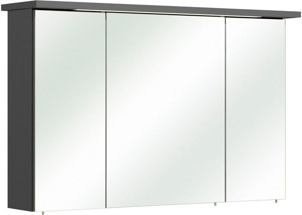 Saphir Badmöbel-Set Quickset 327 2-teilig, Waschplatz und LED-Spiegelschrank, (Set, 2-St), Anthrazit Hochglanz, inkl. Türdämpfer, 5 Türen, 1 Klappe, 1 Schublade