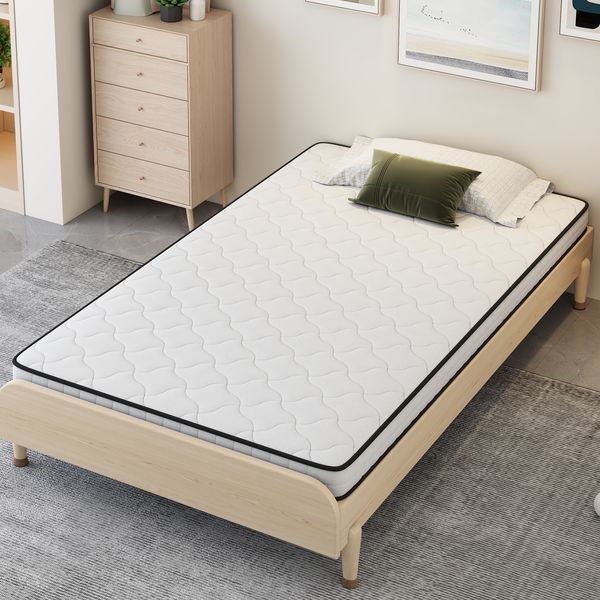 Federkernmatratze 90x190x10 cm, ergonomisch & gerollt, Weiß