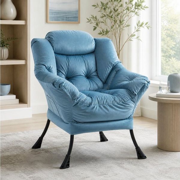 ANYSUN Loungesessel Relaxsessel aus Samt mit Nackenstütze, ergonomisch weich gepolstert (Sessel mit optionalem Fußhocker, Relaxsessel), Kompakter Relaxsessel 75 x 80 x 85 cm, wahlweise mit Fußhocker