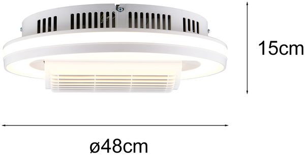 Moderne LED Deckenleuchte KURULA mit Fernbedienung und Ventilator Ø 48cm Bild 4