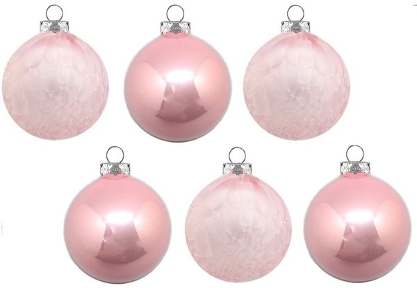 Thüringer Glasdesign Weihnachtsbaumkugel Weihnachtsbaumkugeln Eislack / Matt (6 Stück) Ø 8 cm - Christbaumkugeln Made in Germany (6 St), Aus Glas
