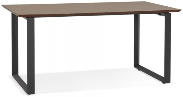 Gerader Schreibtisch GIMINI | Der große, gerade Chefschreibtisch „GIMINI“ aus Holz mit Walnuss-Finish und schwarzem Metall – 180x90 Kadima Design