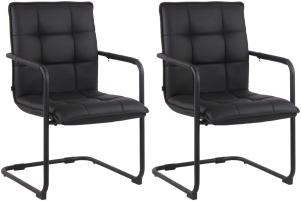 CLP 2er Set Stühle Gandia Kunstleder mit Armlehnen,schwarz schwarz