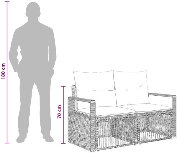 vidaXL Gartensofa-set 12 pcs Schwarz Poly-Rattan 3435883 Bild 10