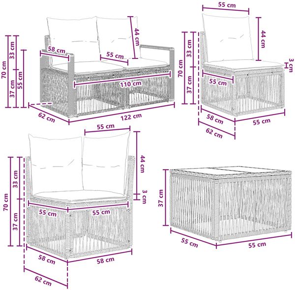 vidaXL Gartensofa-set 12 pcs Schwarz Poly-Rattan 3435883 Bild 9