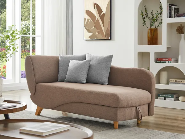 Vente-unique - PENELOPE Chaise longue Stoff Braun - B 80 cm x H 81 cm x L 160 cm