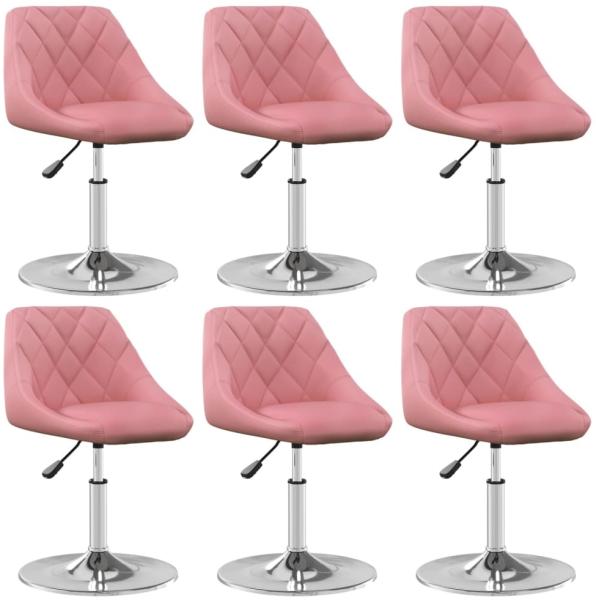 vidaXL Esszimmerstühle 6 Stk. Drehbar Rosa Samt 3088774