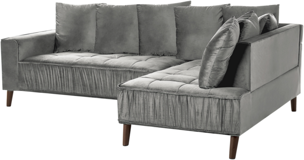 Ecksofa GRENA Samtstoff Hellgrau Linksseitig Bild 4