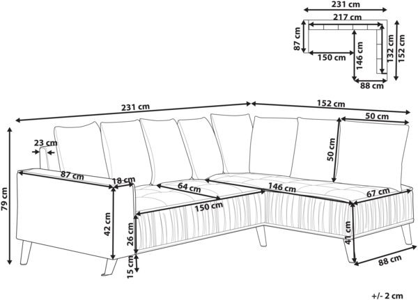 Ecksofa GRENA Samtstoff Hellgrau Linksseitig Bild 2