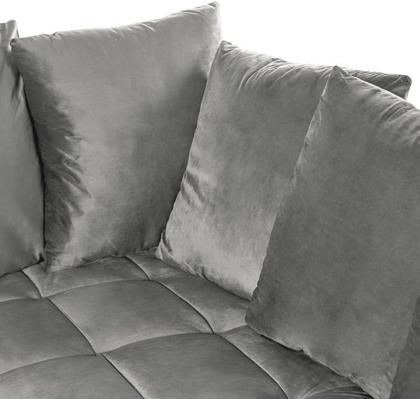 Ecksofa GRENA Samtstoff Hellgrau Linksseitig Bild 7