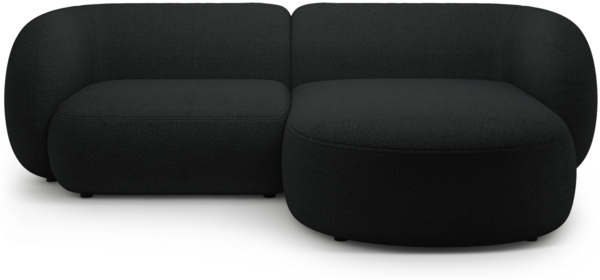 Micadoni Ecksofa Kate 2-Sitzer Rechts Boucle Schwarz