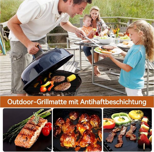 BlingBin Grillplatte 5 Stück Grillmatte für Gasgrill BBQ,Wiederverwendbar Dauerbackfolie (1 Set, 5-St, 40 x 50 cm), Geeignet für alle Arten von Grills, Holzkohle, Weber, Keramik