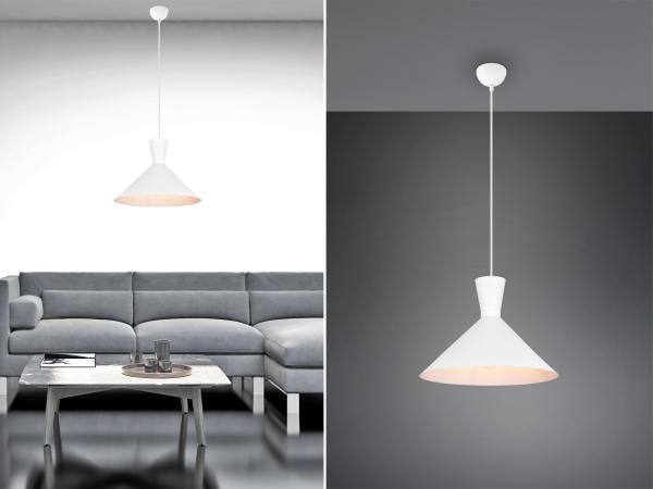 Reality Leuchten LED Pendelleuchte, Dimmfunktion, LED wechselbar, Warmweiß, Industrie-design für über Kücheninsel hängend einflammig, Weiß Ø 35cm