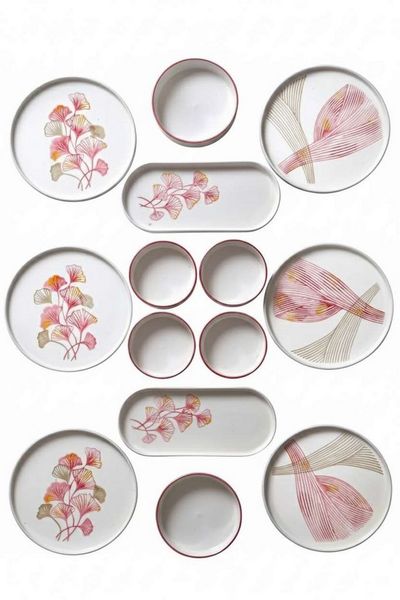 Hermia Concept Frühstücks-Geschirrset 6 Tellern, 2 Platten und 6 Schüsseln Dieses Set 100 % Keramik (14-tlg), 6 Personen, Keramik, Steinzeug, spülmaschinenfest und mikrowellengeeignet