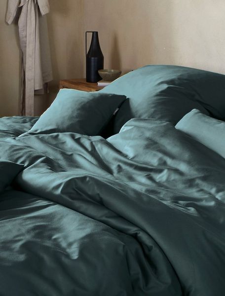 Irisette Mako-Satin uni Bettwäsche Set uni Paris 8000 grün 135x200 cm + 1 x Kissenbezug 80x80 cm