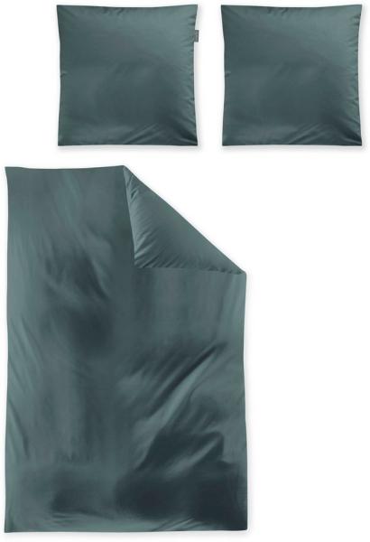 Irisette Mako-Satin uni Bettwäsche Set uni Paris 8000 grün 135 x 200 cm + 1 x Kissenbezug 80 x 80 cm