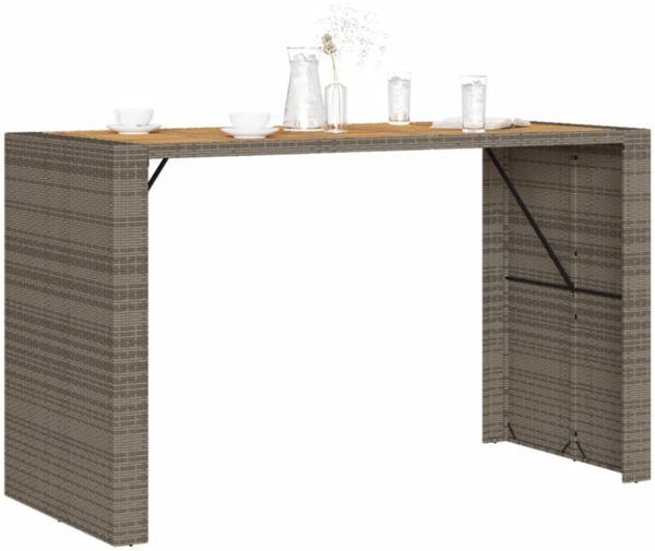 vidaXL Garten-Bartisch mit Holzplatte Grau 185x80x110 cm Polyrattan 368701 Bild 3